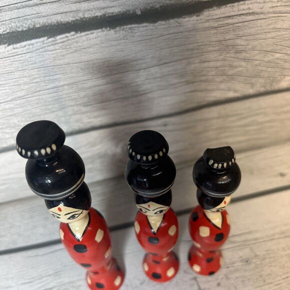 Vintage Creative INDIA Indian Girl - Japanese Wooden Wood KOKESHI Doll - Picture 2 of 9